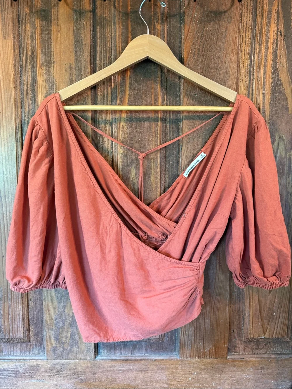 Abercrombie & Fitch Rust Wrap-Style Blouse